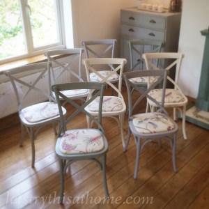 Eight upcycled chairs